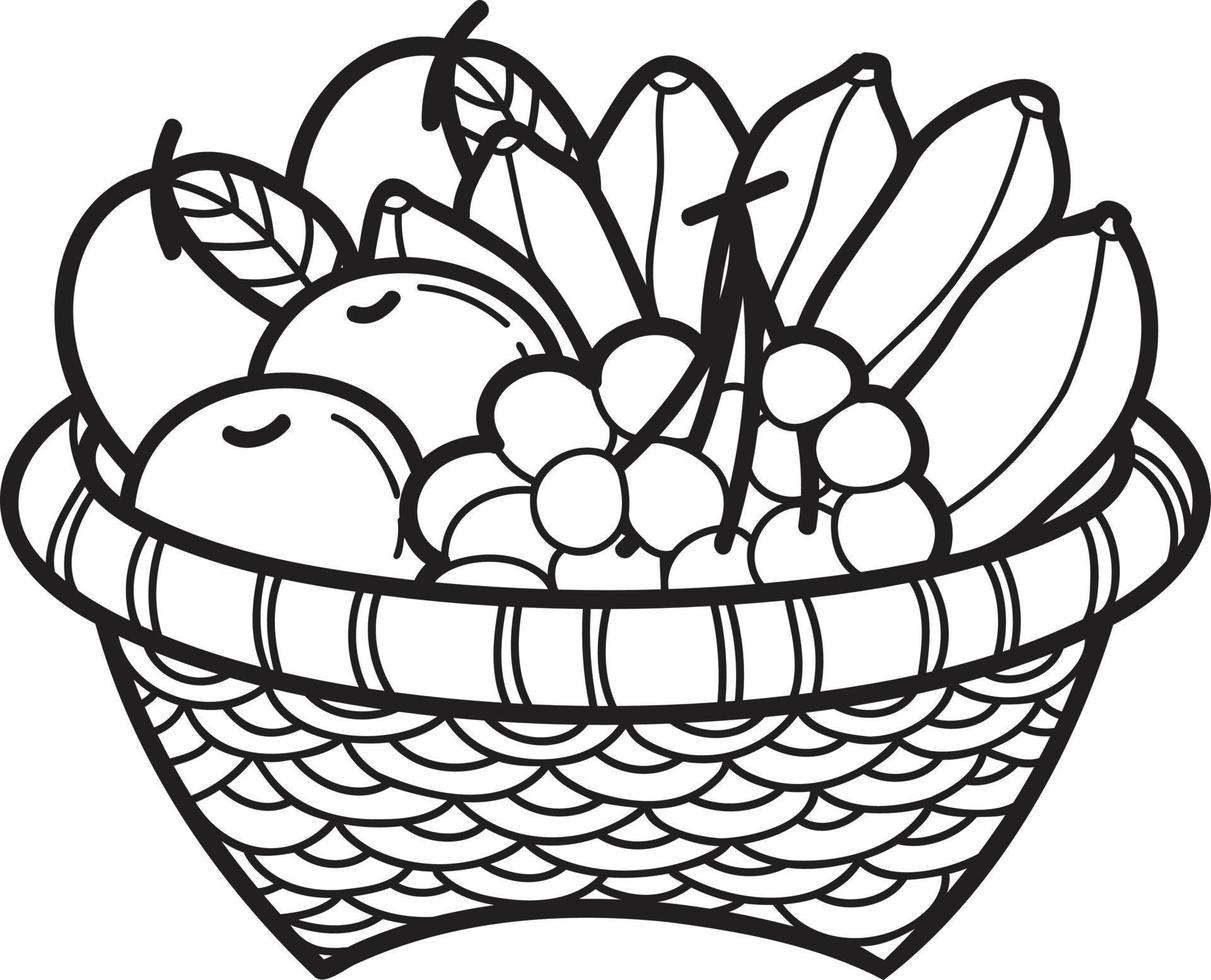 Hand Drawn fruit basket illustration vector