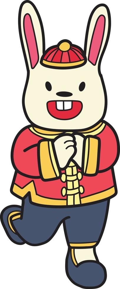 Hand Drawn Chinese rabbit smiling and happy illustration vector