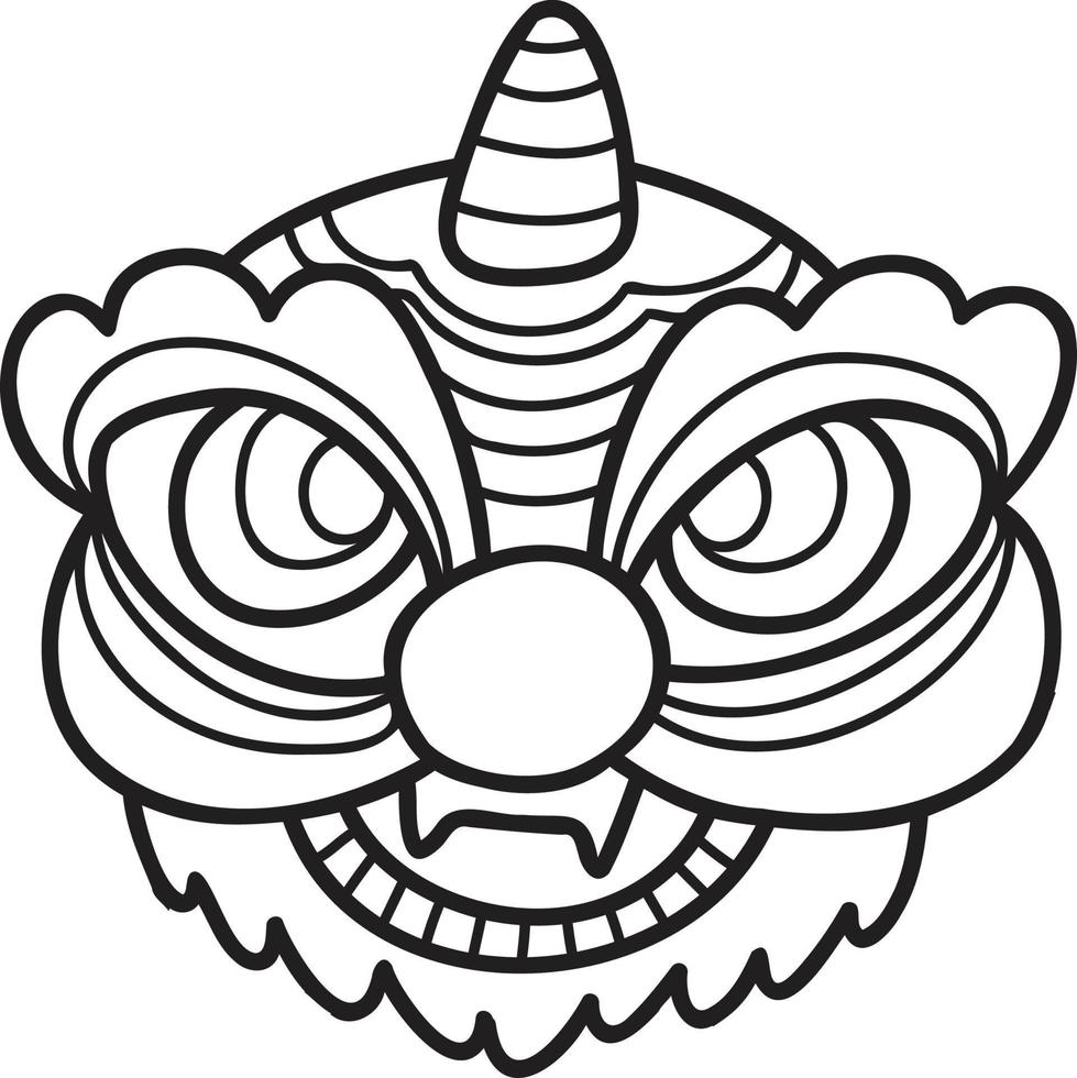 Hand Drawn chinese lion dance illustration vector