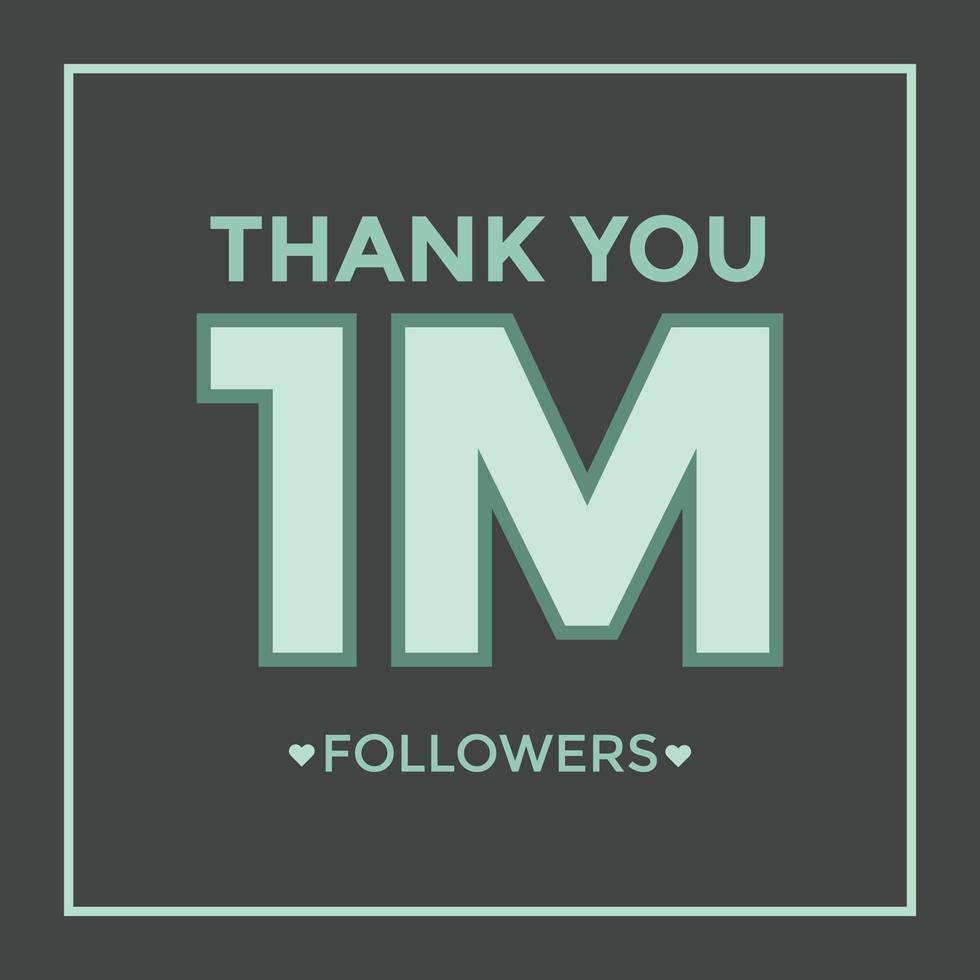 Thank you 1m followers congratulation template banner. 1m followers celebration vector