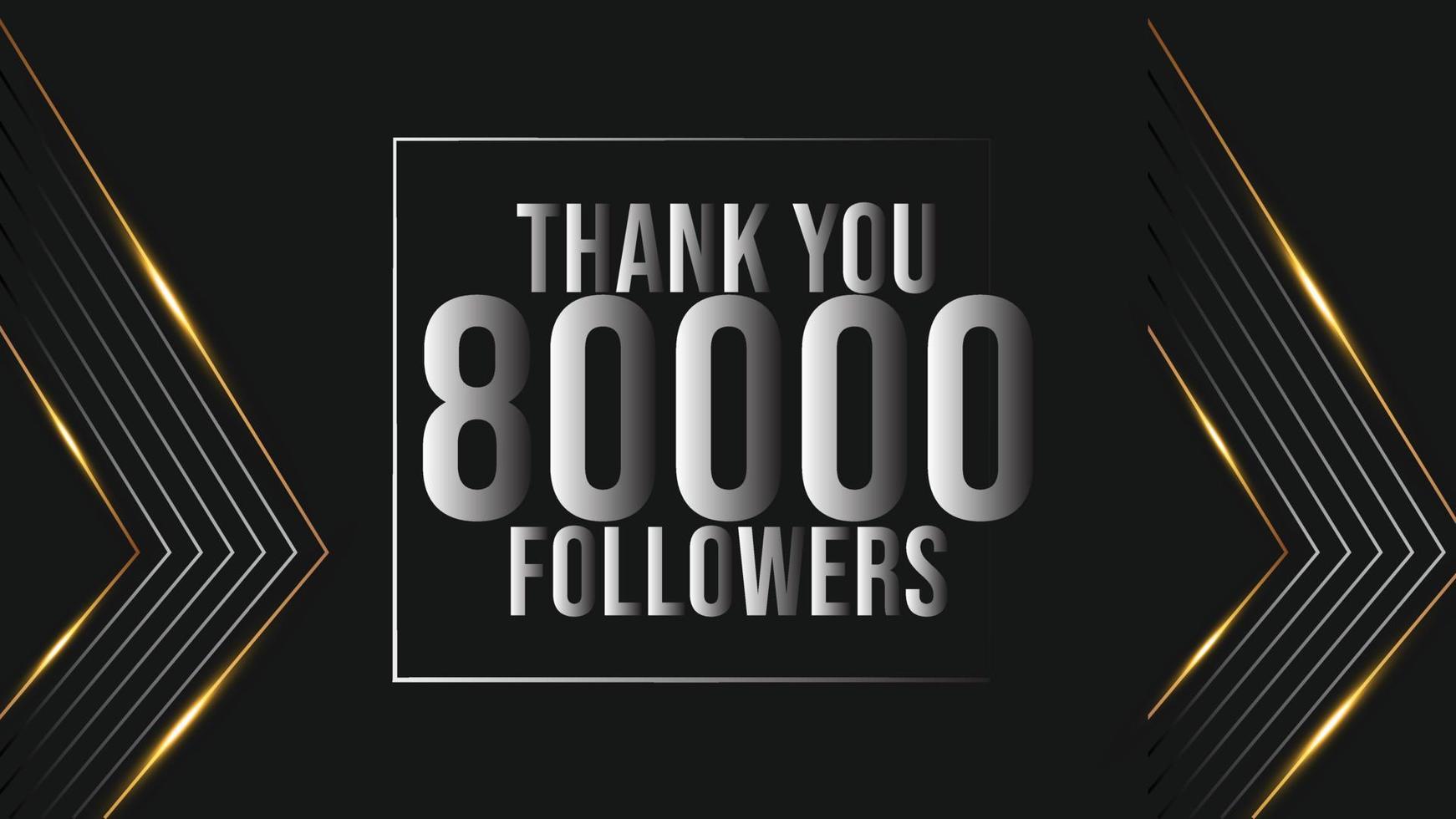 Thank you template for social media 80k followers, subscribers, like. 80000 followers vector