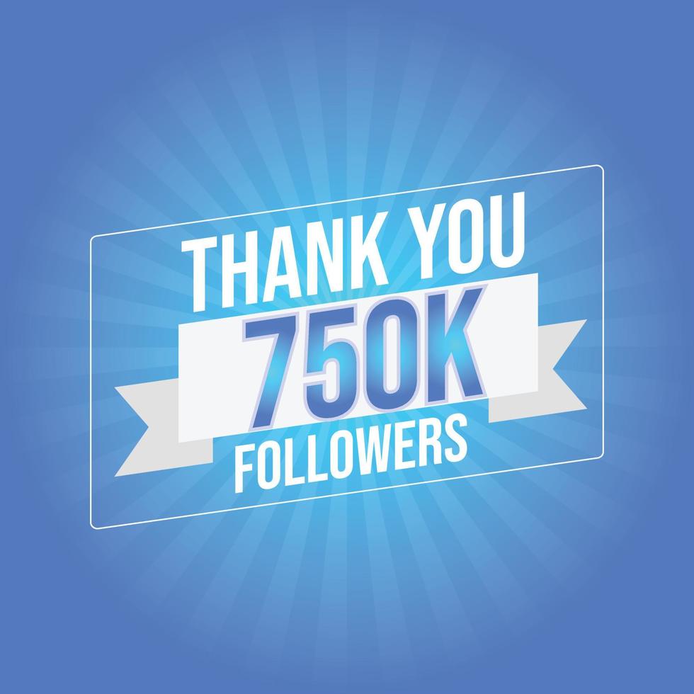 plantilla de celebración 750000 suscriptores para redes sociales. 750k seguidores gracias vector