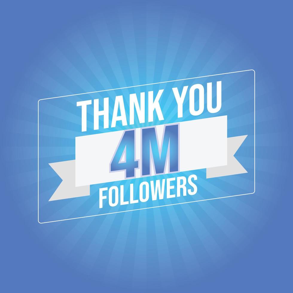 Thank you template for social media followers, subscribers, like. 4m followers vector