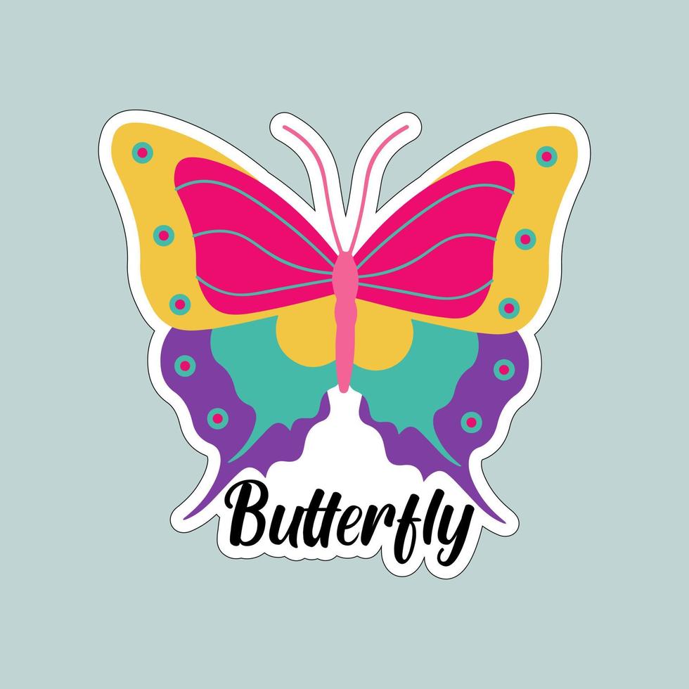 Beautiful colorful butterflies. Butterfly illustration for stickers or print. Butterfly vector design