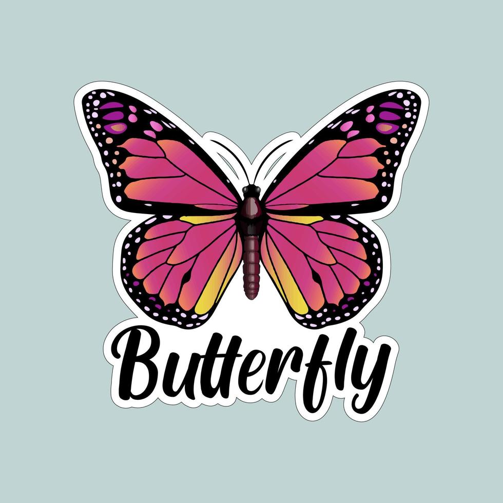 Beautiful colorful butterflies. Butterfly illustration for stickers or print. Butterfly vector design