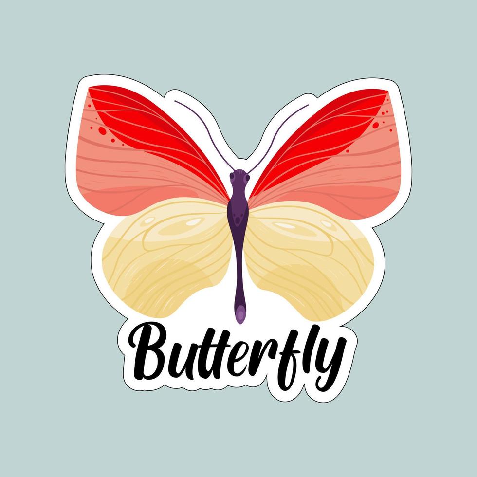 hermosas mariposas de colores. ilustración de mariposa para pegatinas o impresión. diseño de vector de mariposa