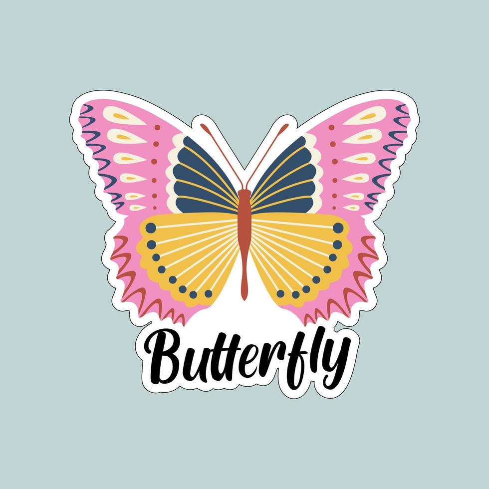 Beautiful colorful butterflies. Butterfly illustration for stickers or print. Butterfly vector design