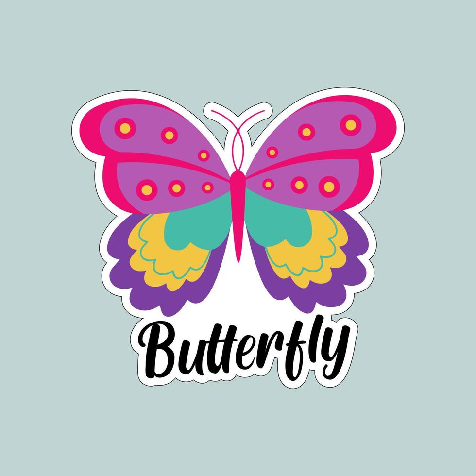 hermosas mariposas de colores. ilustración de mariposa para pegatinas o impresión. diseño de vector de mariposa