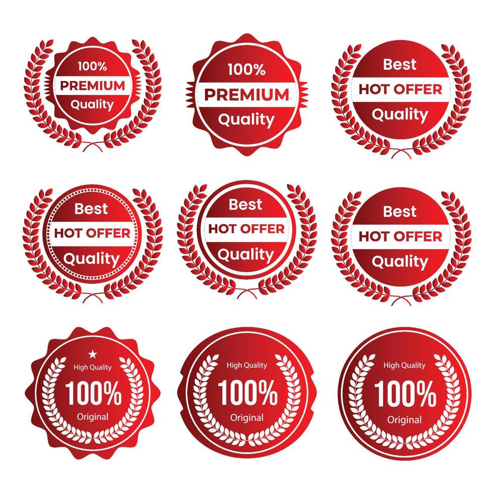 Circle Vintage and Retro Badge Design Red Color vector