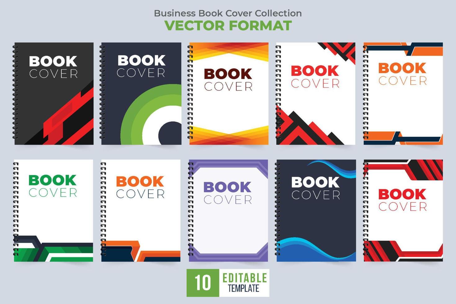 paquete de diseño de portada de cuaderno de negocios con formas creativas.  colección de diseño de