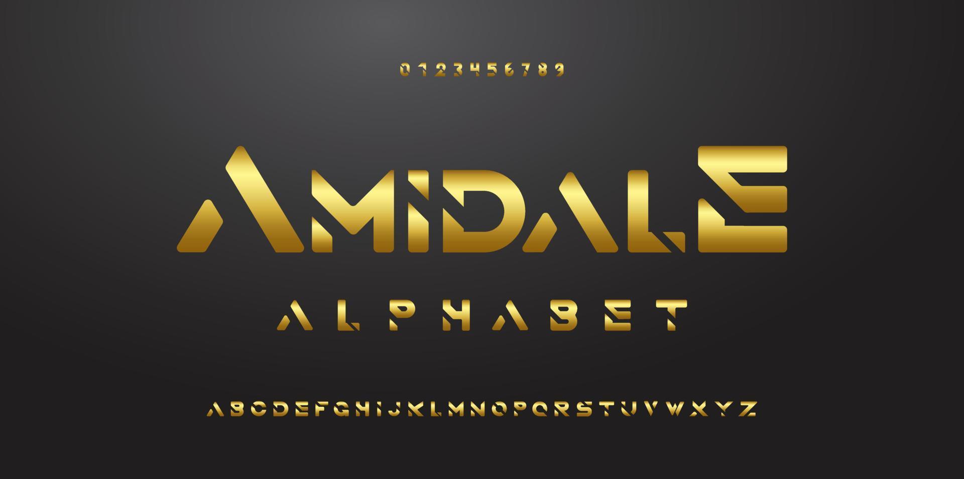 Gold font and alphabet. Vector. vector