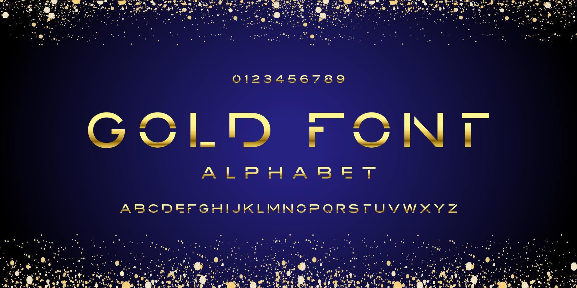 Gold font and alphabet. Vector. vector