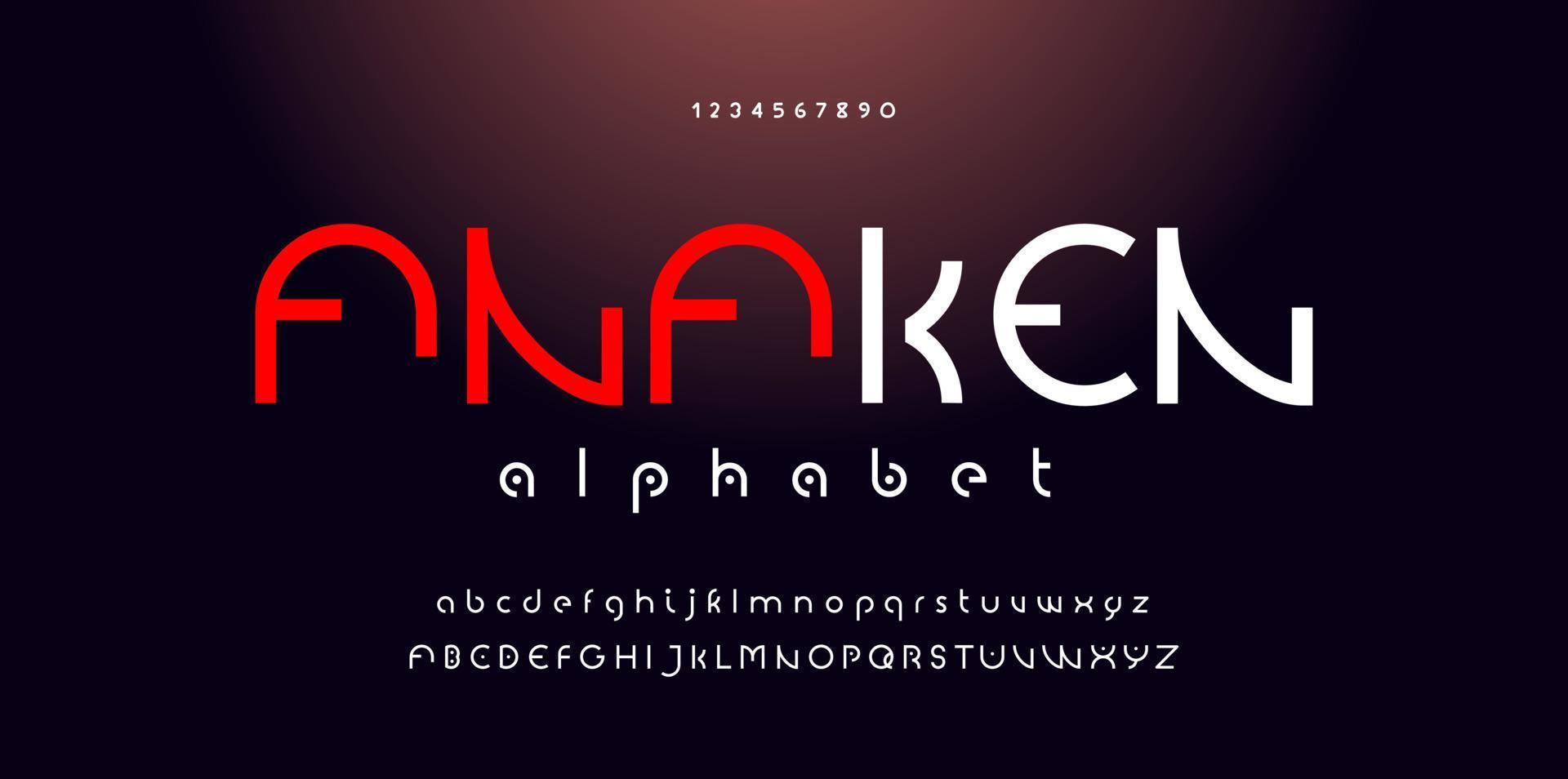 Modern alphabet font and number. Vector illustraion.