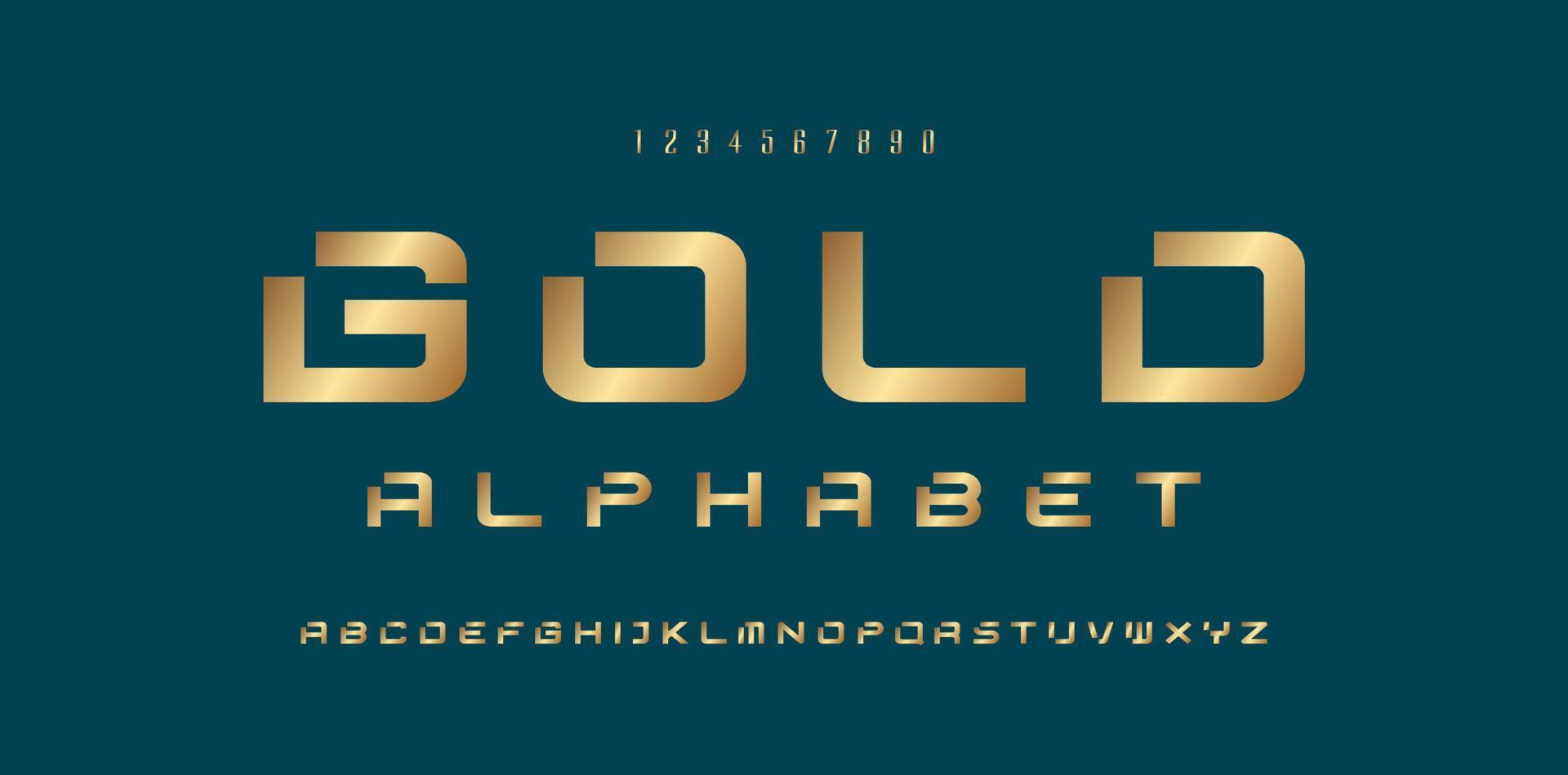 Gold font and alphabet. Vector. vector