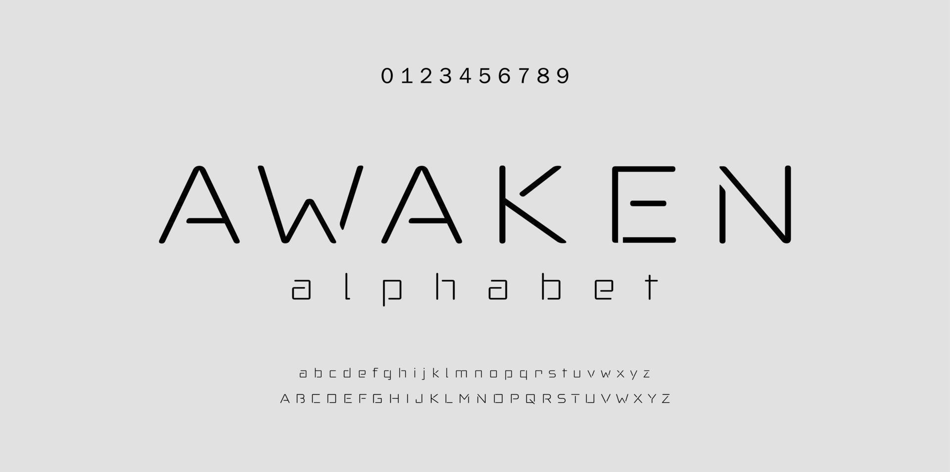 Trendy alphabet letters. Typography future creative design concept fonts and numbers. Vector illustraion.