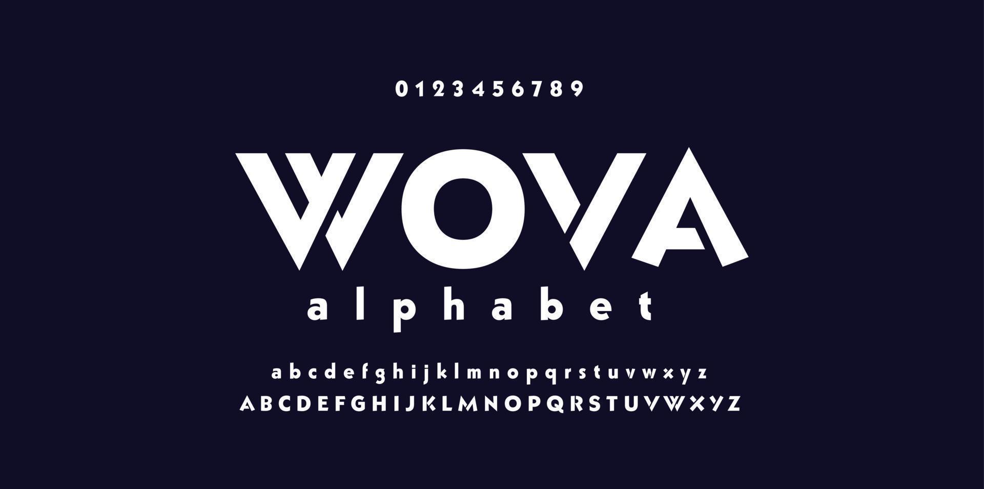 Modern alphabet font and number. Vector illustraion.