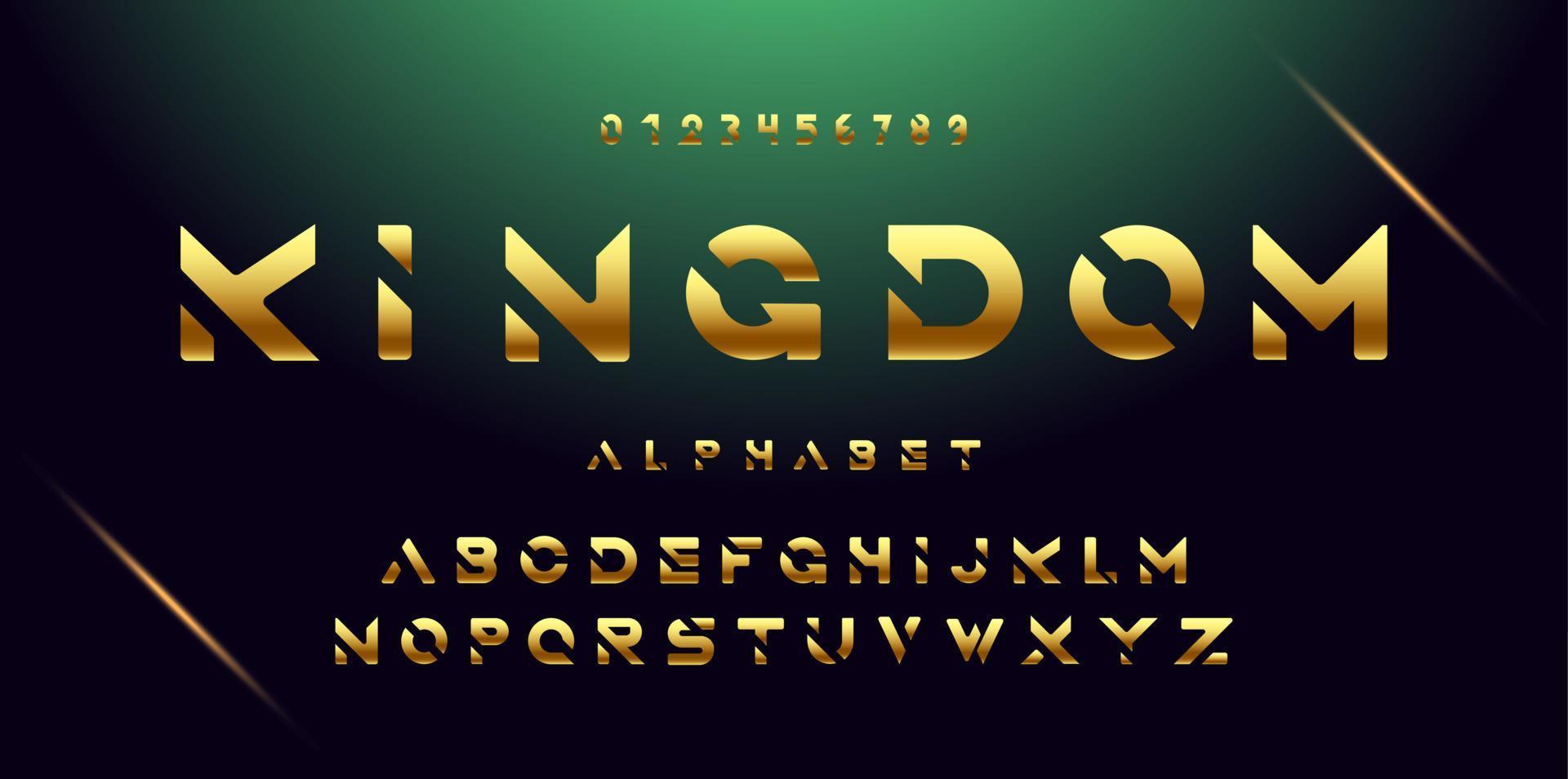 Gold font and alphabet. Vector. vector