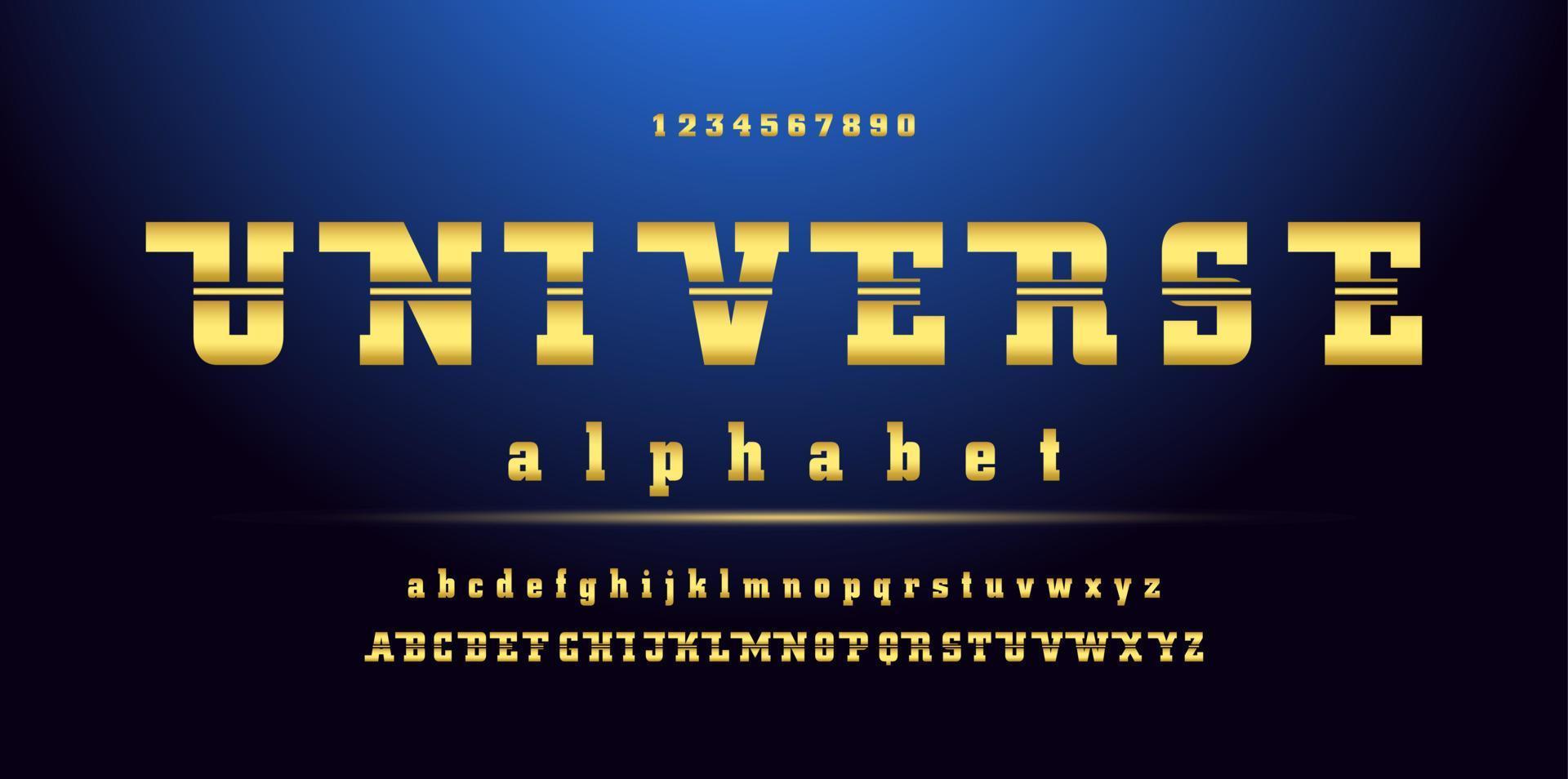 Gold font and alphabet. Vector. vector