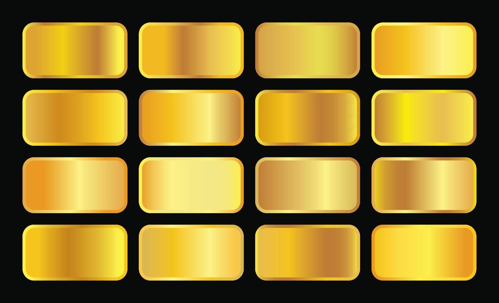 gold color gradient set, golden color effect, color swatch, gold, yellow gold, gold color, golden vector