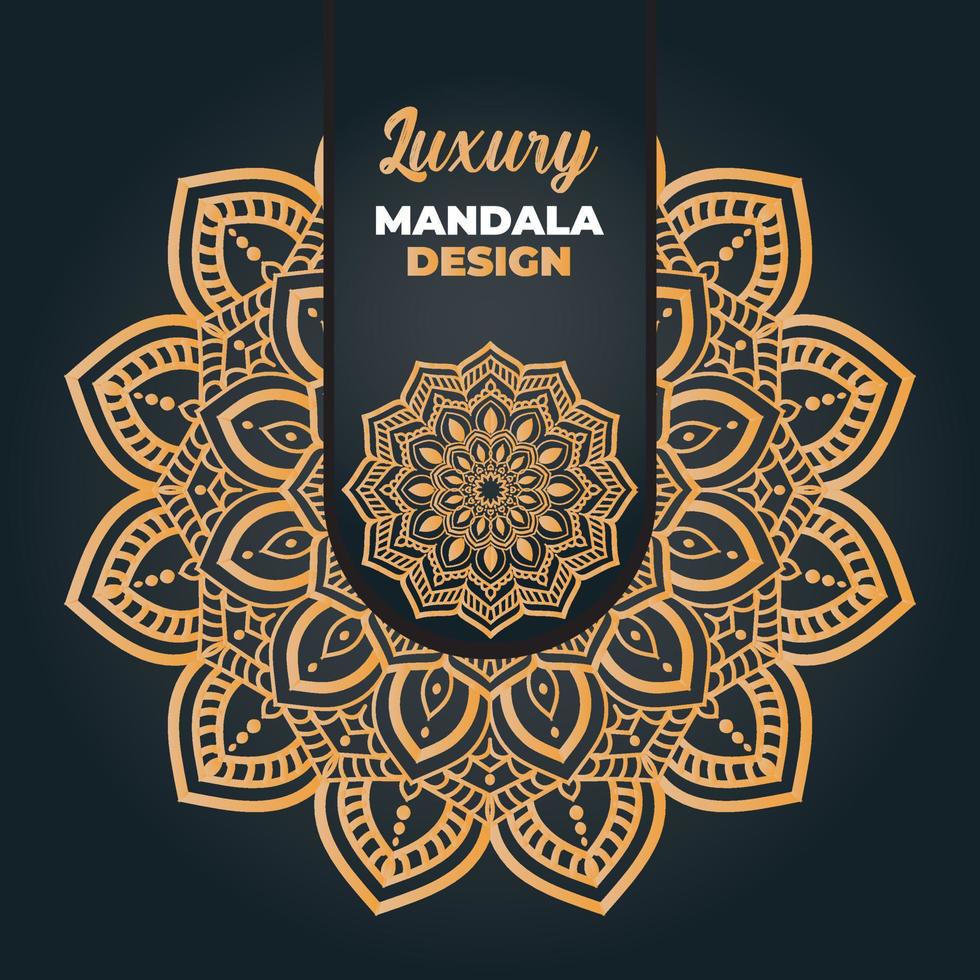 diseño de mandala ornamental y de boda de lujo y fondo islámico en color dorado vector