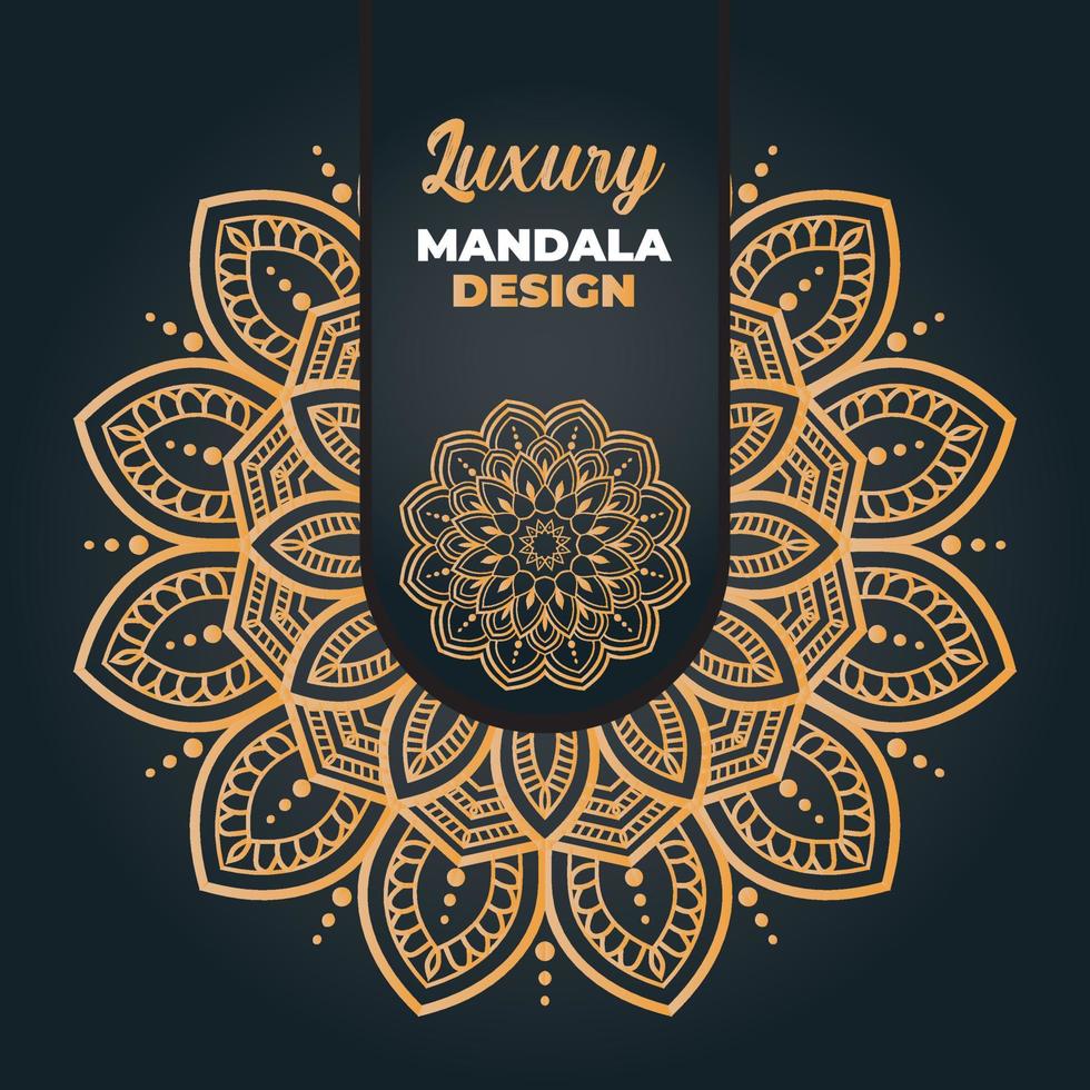 diseño de mandala ornamental y de boda de lujo y fondo islámico en color dorado vector