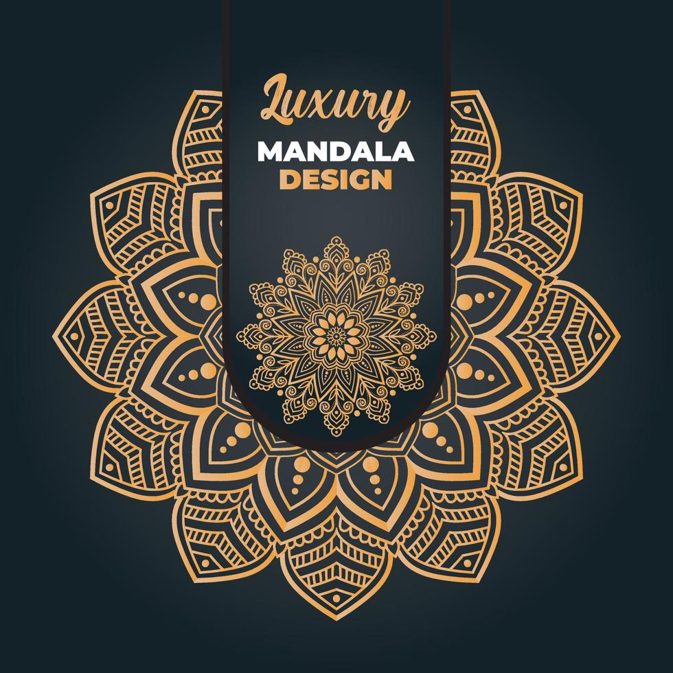 Luxury ornamental and wedding mandala design and islamic background in golden color vector
