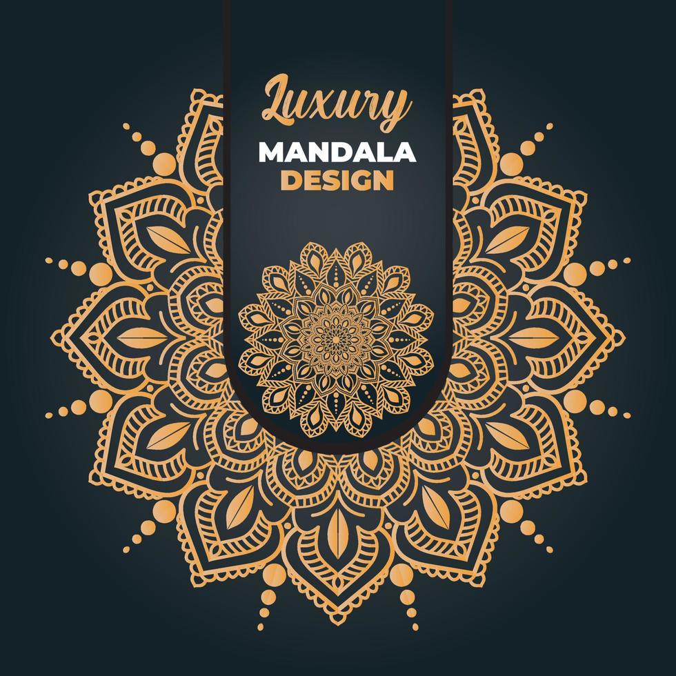 diseño de mandala ornamental y de boda de lujo y fondo islámico en color dorado vector