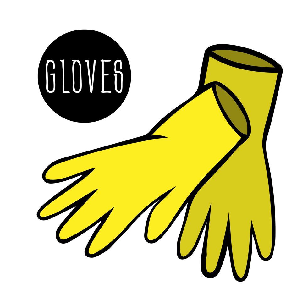 household rubber gloves for work, to protect the skin of the hands vector