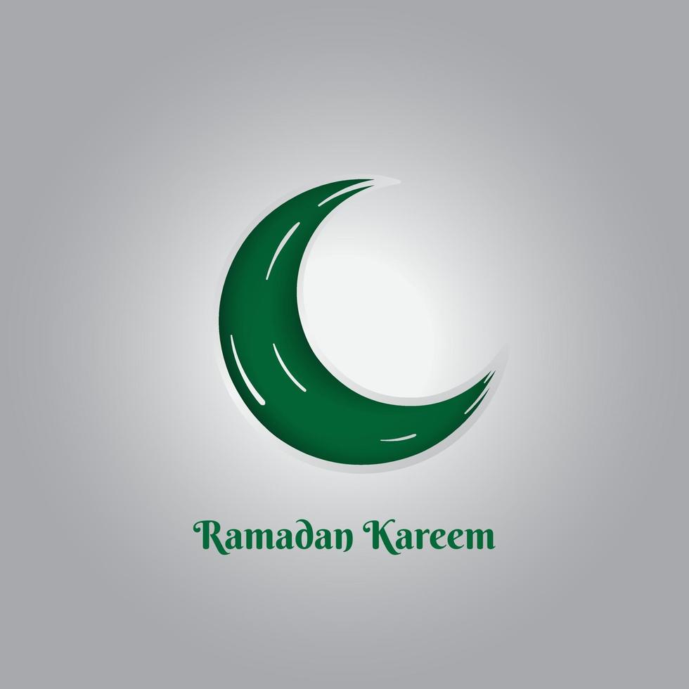 Simple crescent moon in green design for ramadan kareem template design vector