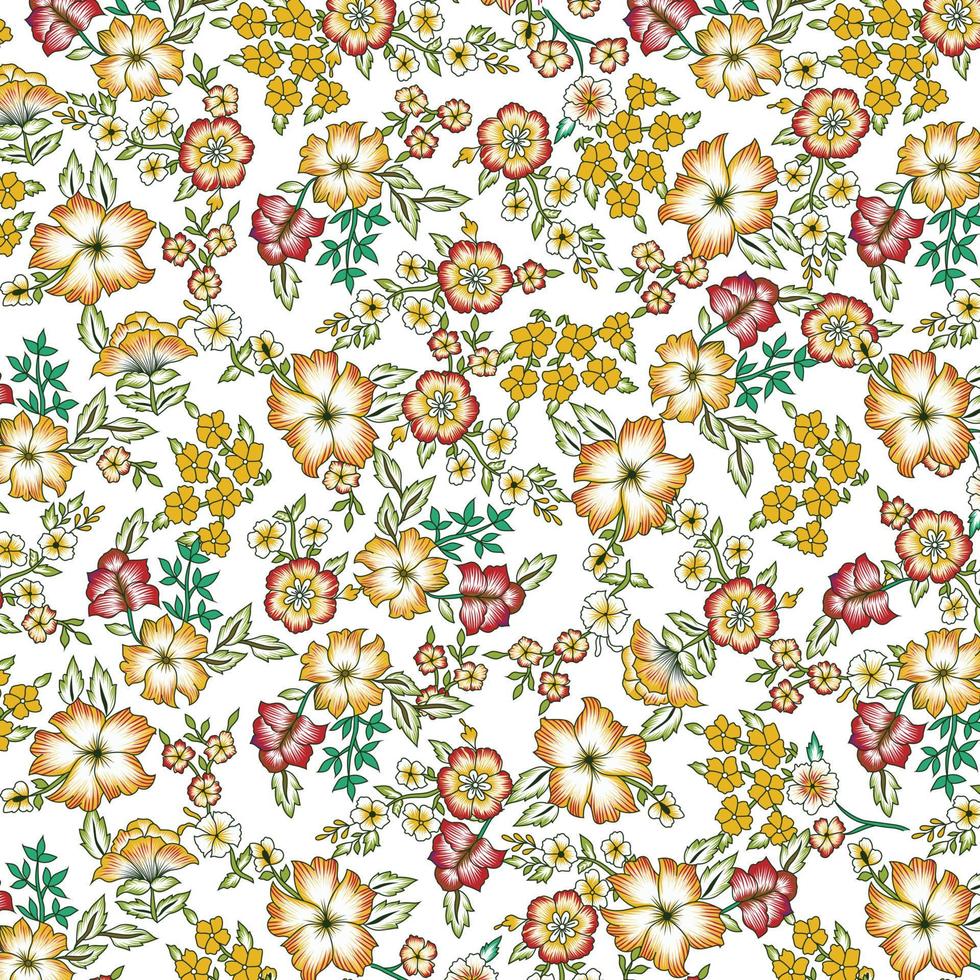 Seamless Floral Pattern in vector.Wild flowers, leaves, branches, candies repeat pattern design set.Handmade. Wallpaper, fabric or design of gift paper. Vector illustration.Print for bed linens.