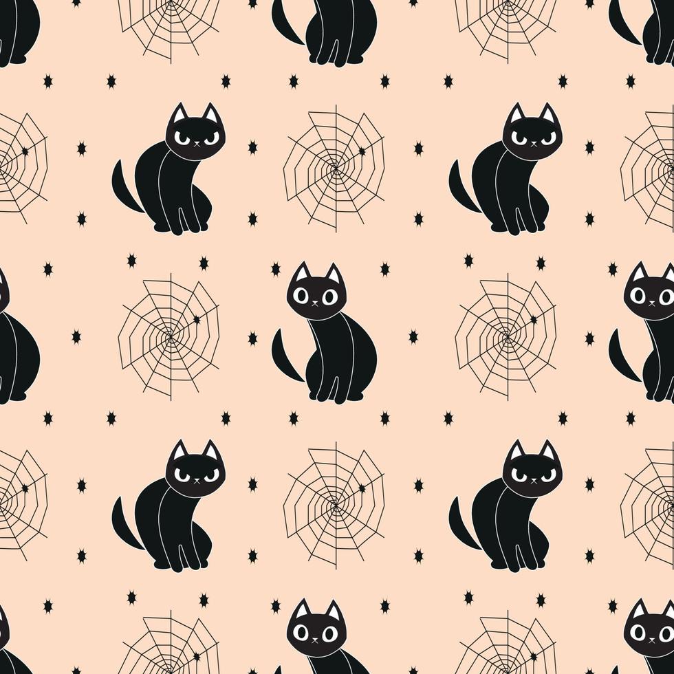 Seamless Haloween pattern with black cats vector