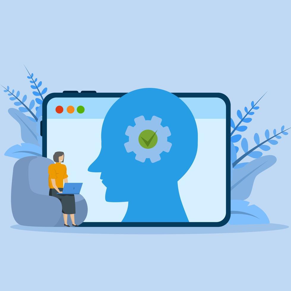 Concept of success and self improvement. Education and personal growth concept. Character self-learning, self-improvement, and receive rewards. Vector illustration.