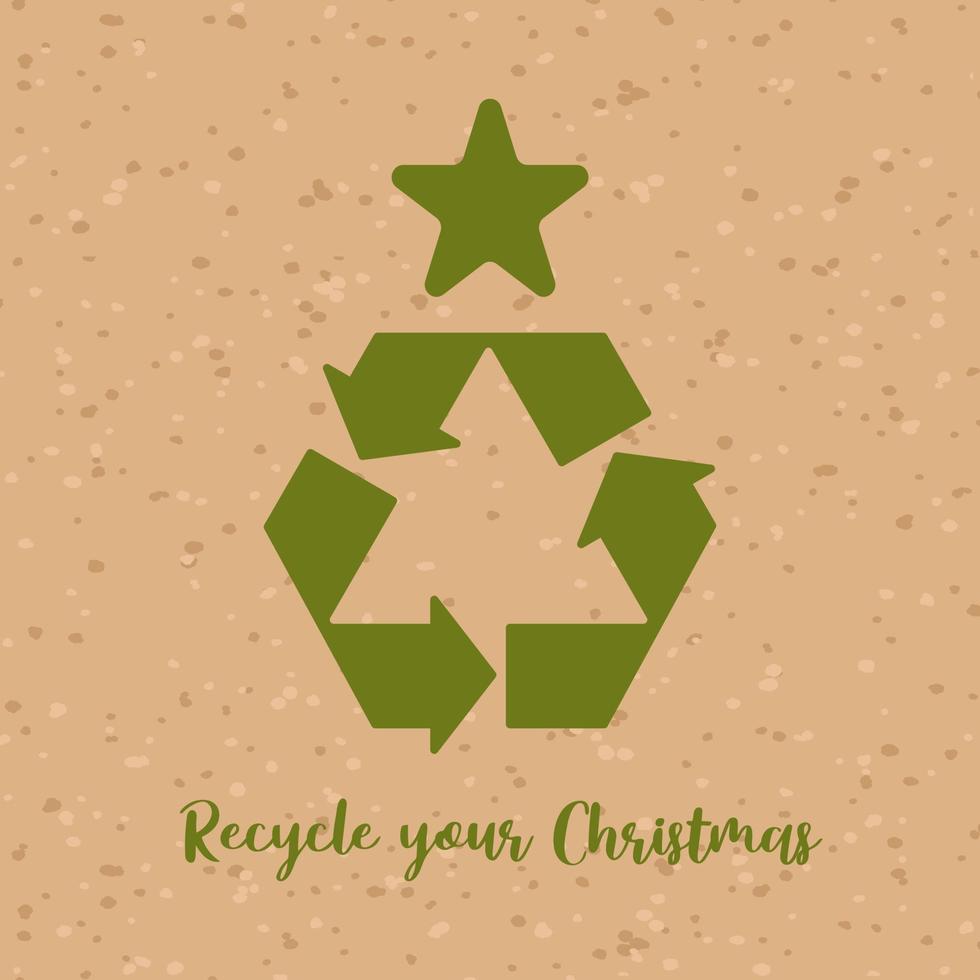 Christmas tree in the form of a recycling symbol. Environmentally friendly. Post-holiday cleaning, green holidays, reasonable consumption. For posters, postcards, banners, design elements vector