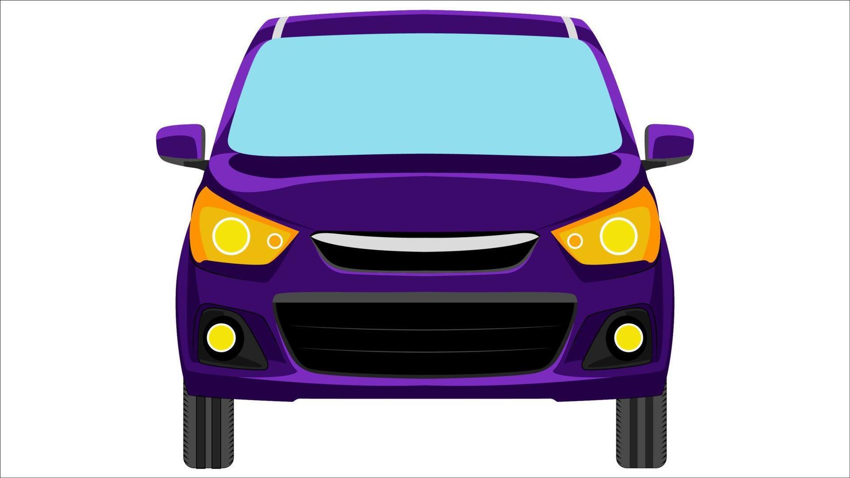 small hatchback car in bright color vector, realistic car flat bright color vector illustration