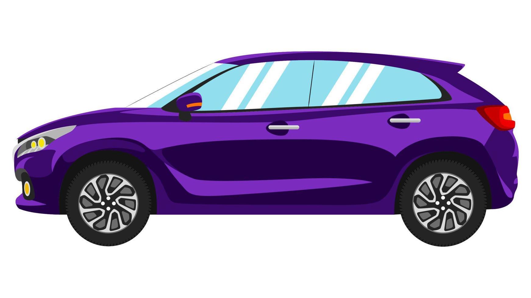 coche hatchback premium en vector de color brillante, ilustración de vector de color brillante plano de coche realista