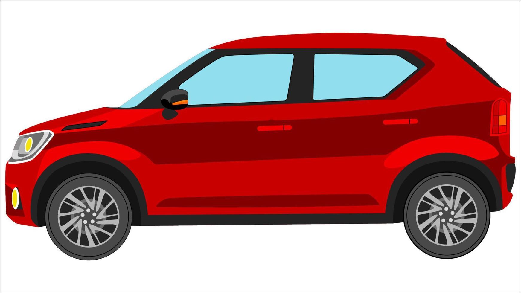 coche hatchback premium en vector de color brillante, ilustración de vector de color brillante plano de coche realista