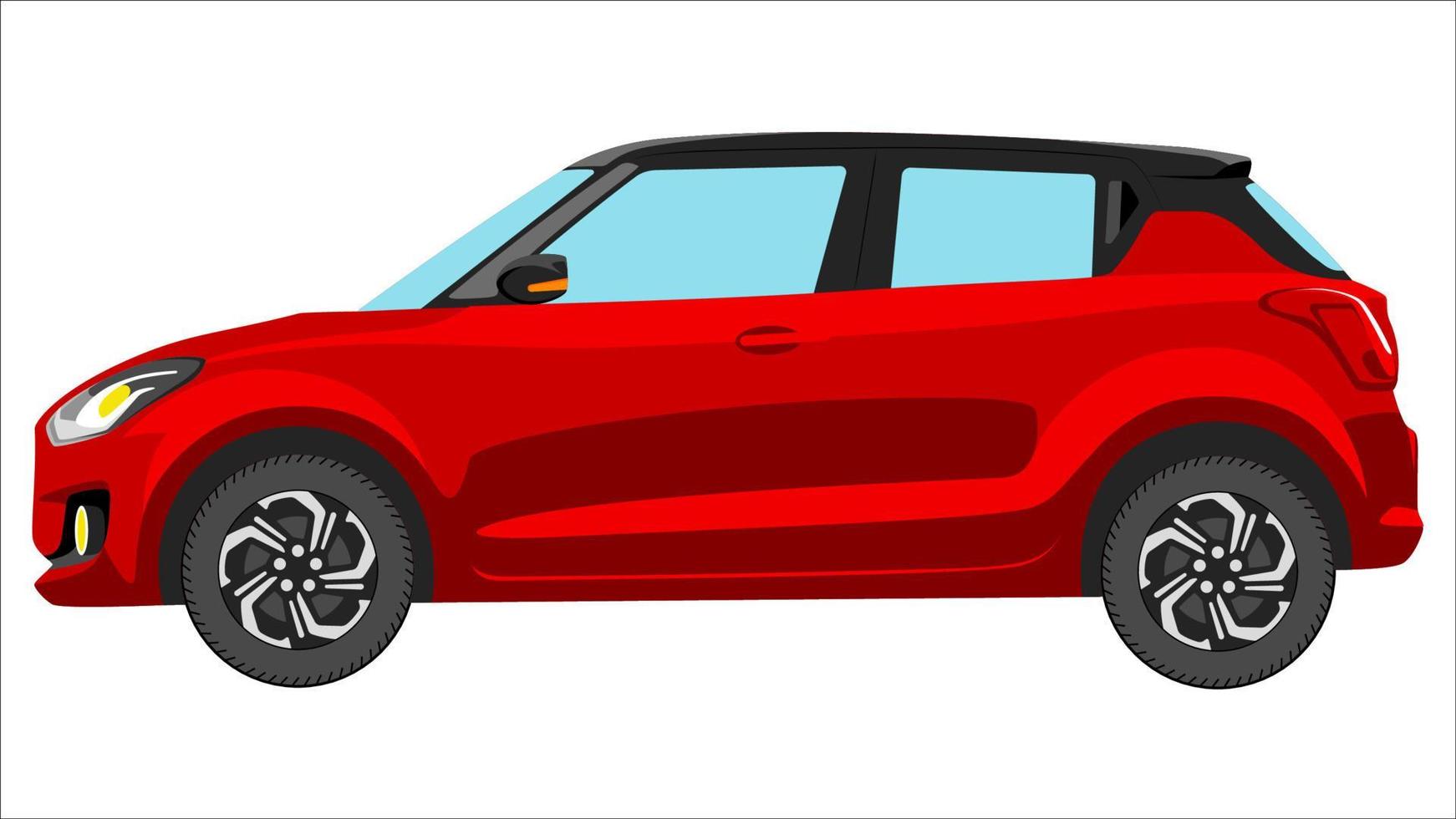 premium hatchback car in bright color vector, realistic car flat bright color vector illustration