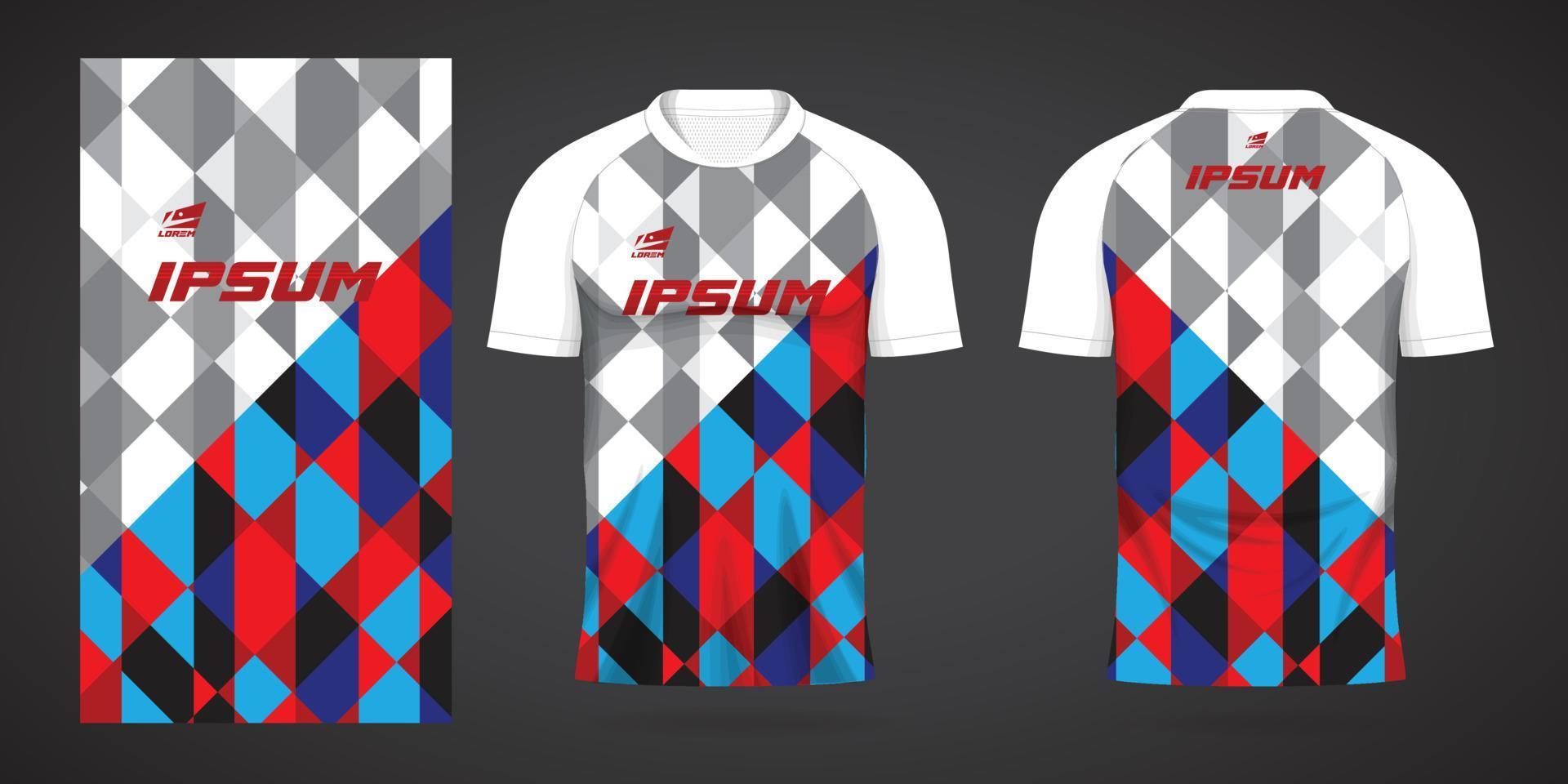 blue red black white shirt sports jersey template for team uniforms and ...