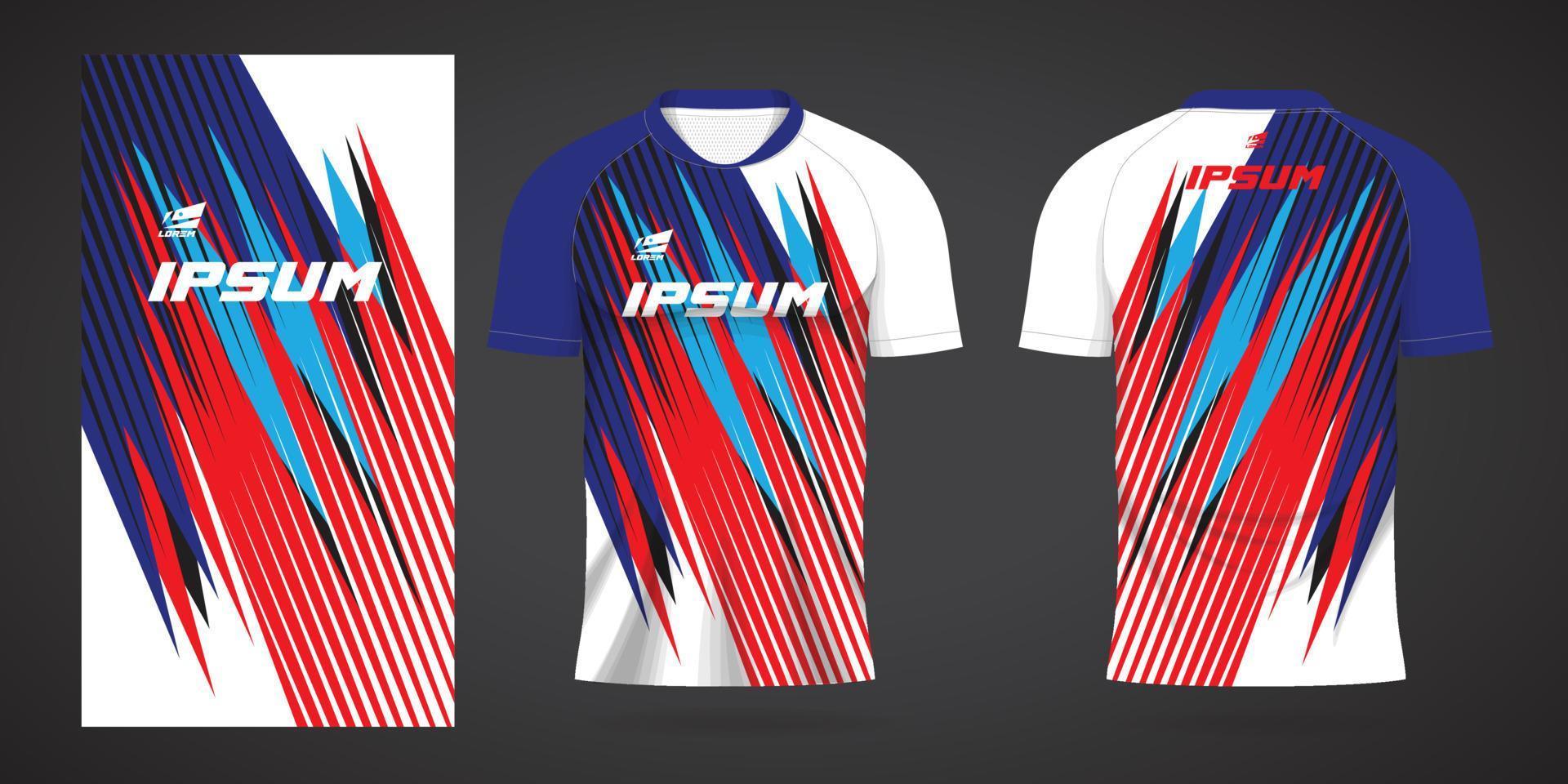blue red black white shirt sports jersey template for team uniforms and Soccer vector