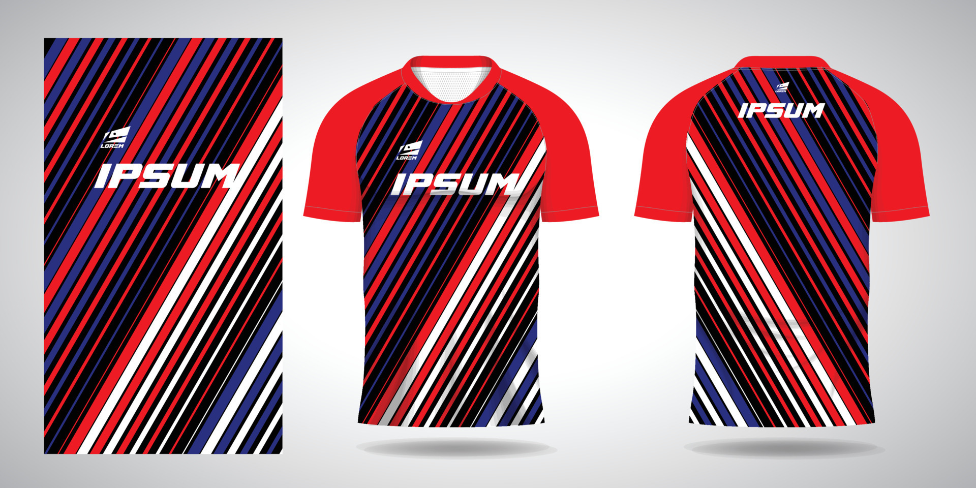 blue red white sports jersey template for team uniforms and Soccer