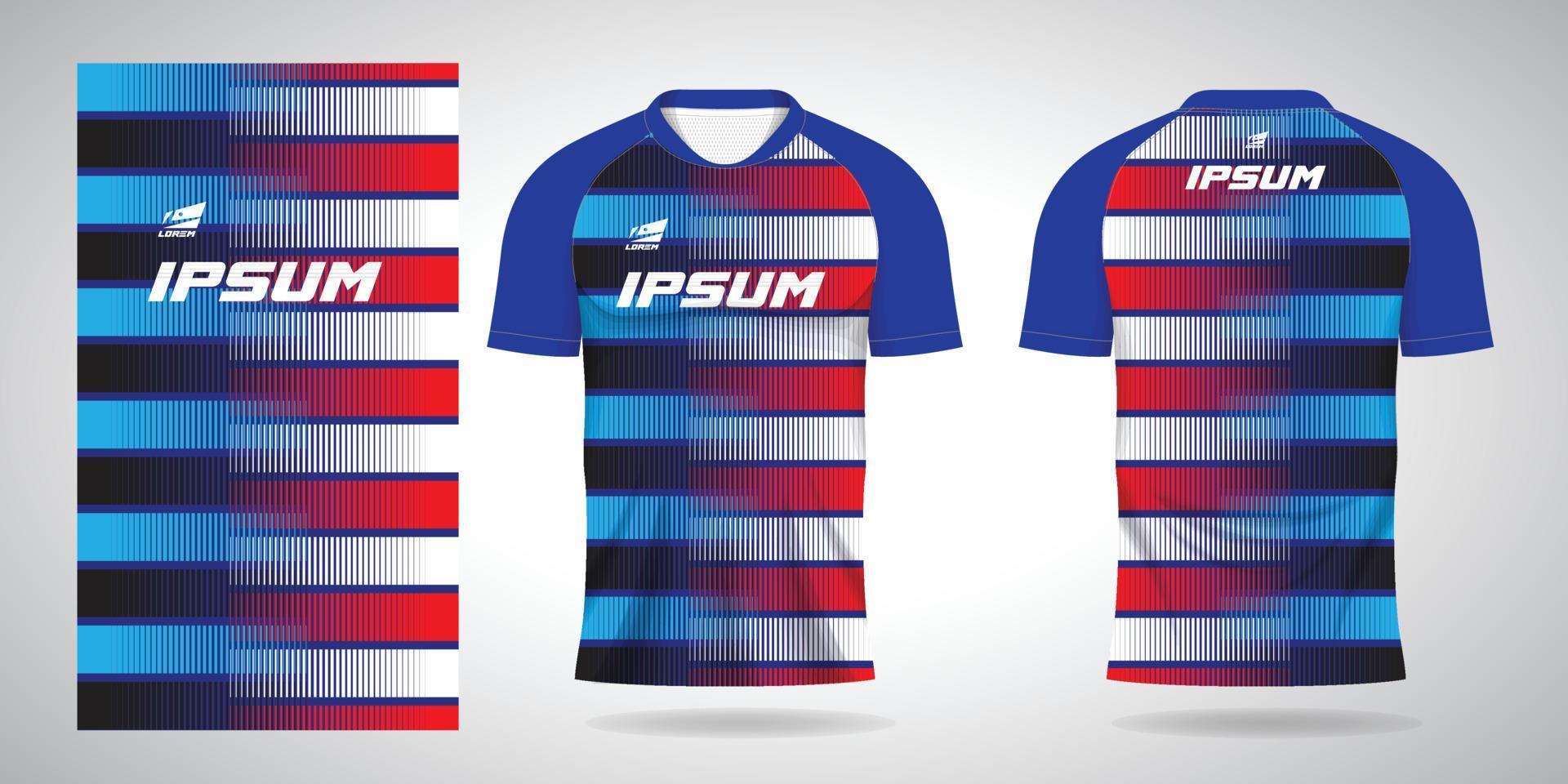 blue red black white shirt sports jersey template for team uniforms and Soccer vector