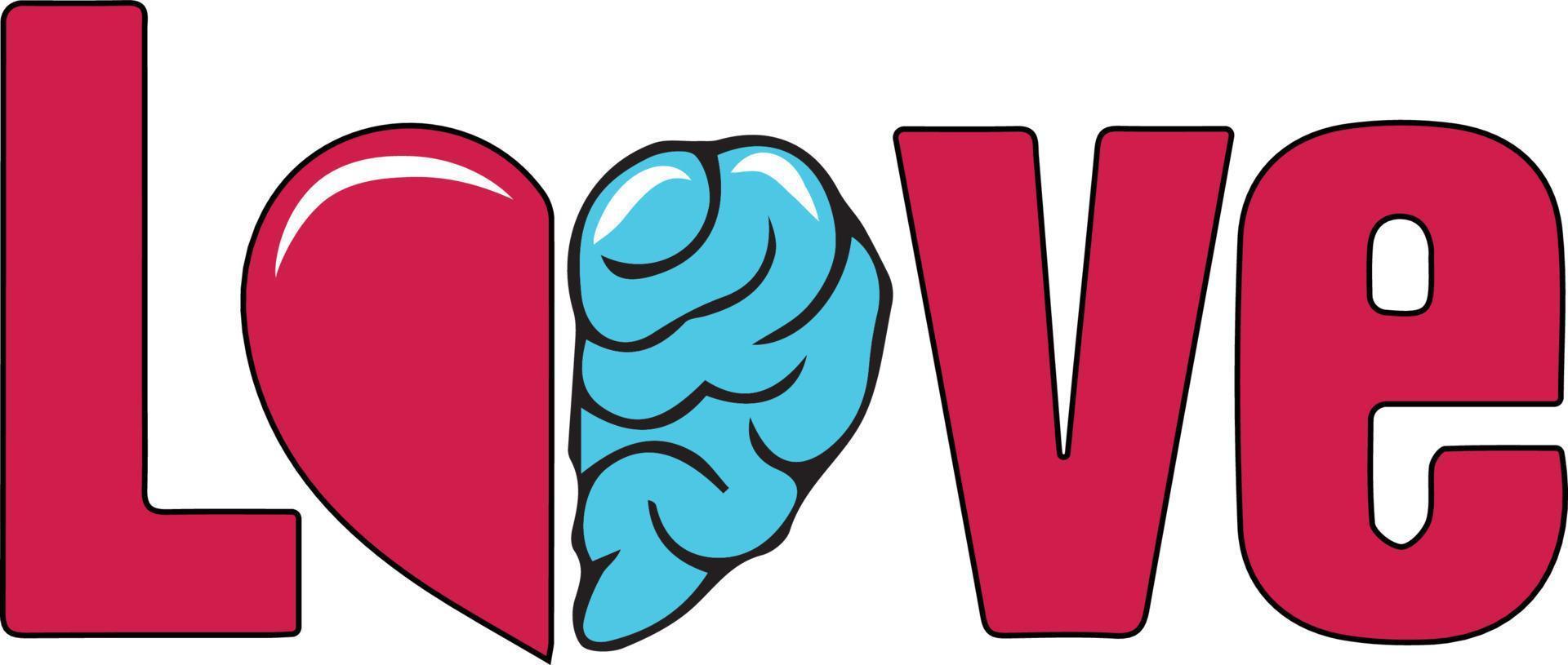 Love with Heart and Brain vector