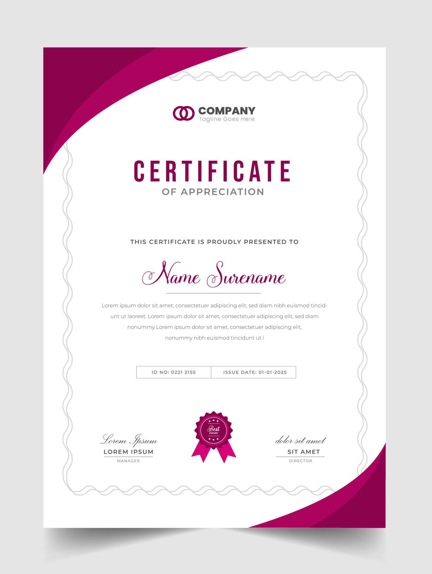 Abstract Clean professional red certificate of appreciation template
