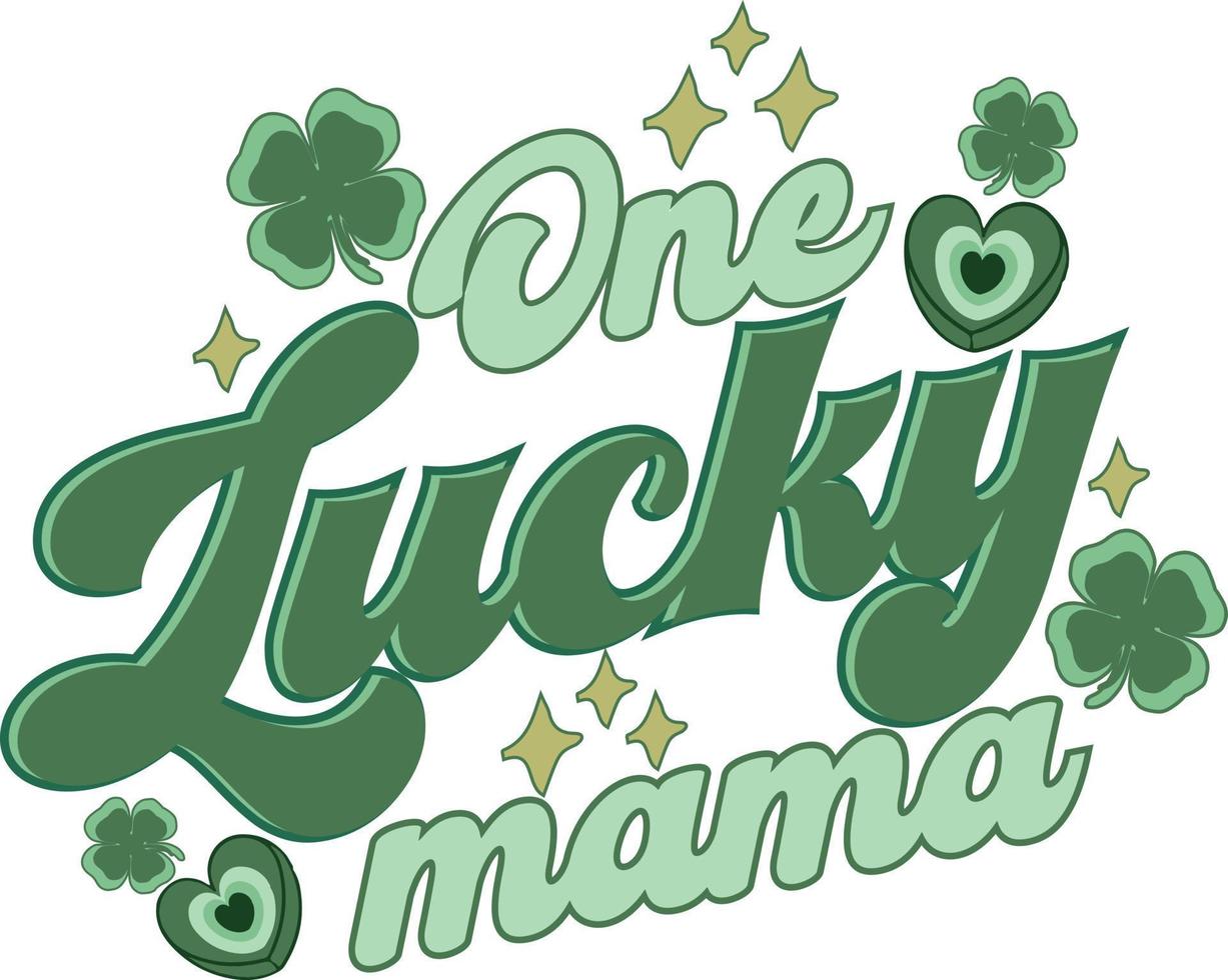 un diseño de camiseta de mamá de trébol retro del día de san patricio de una mamá afortunada para mamá vector