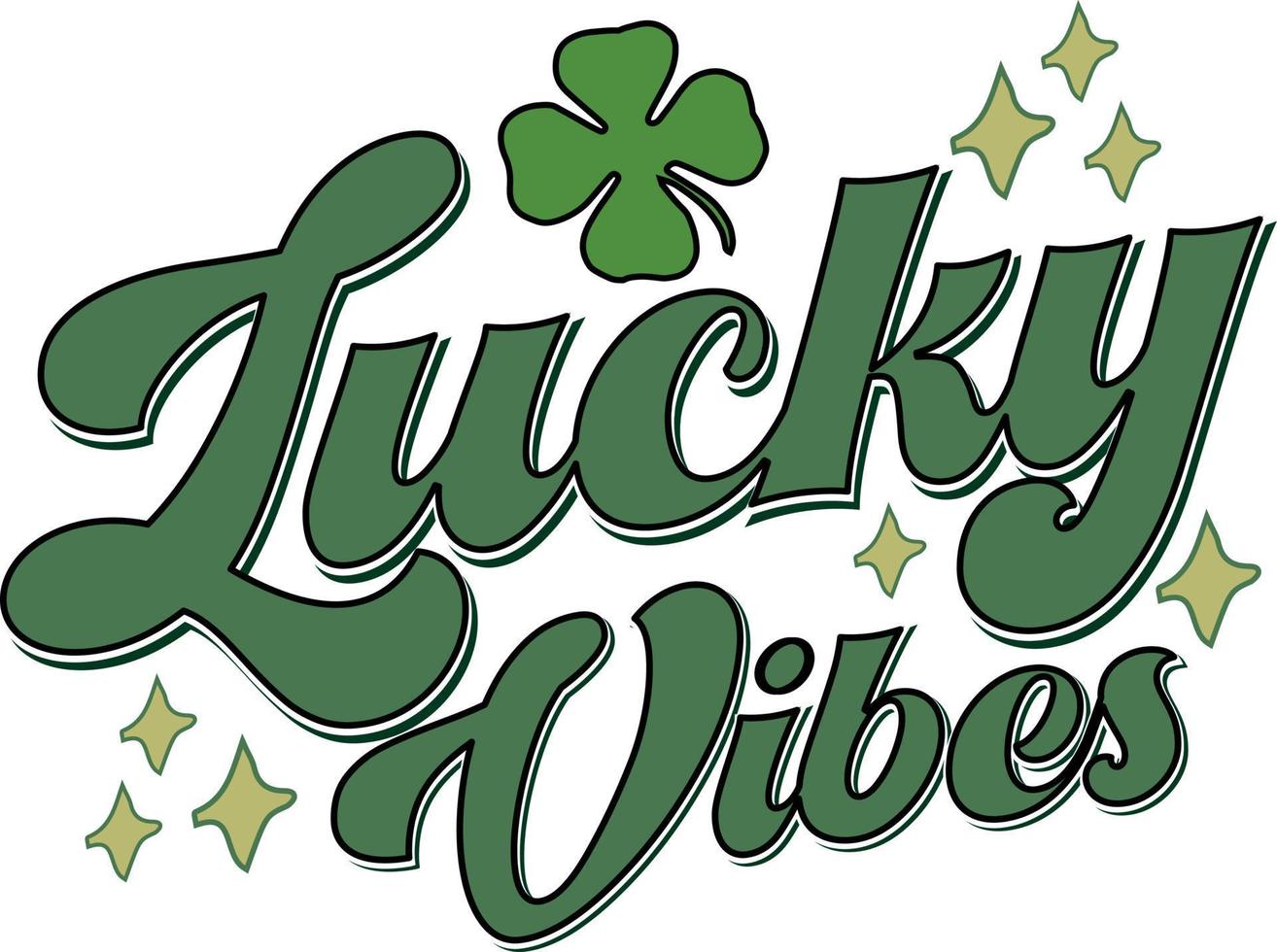 vibes suerte trébol del día de san patricio retro mujeres afortunadas diseño de camiseta irlandesa vector