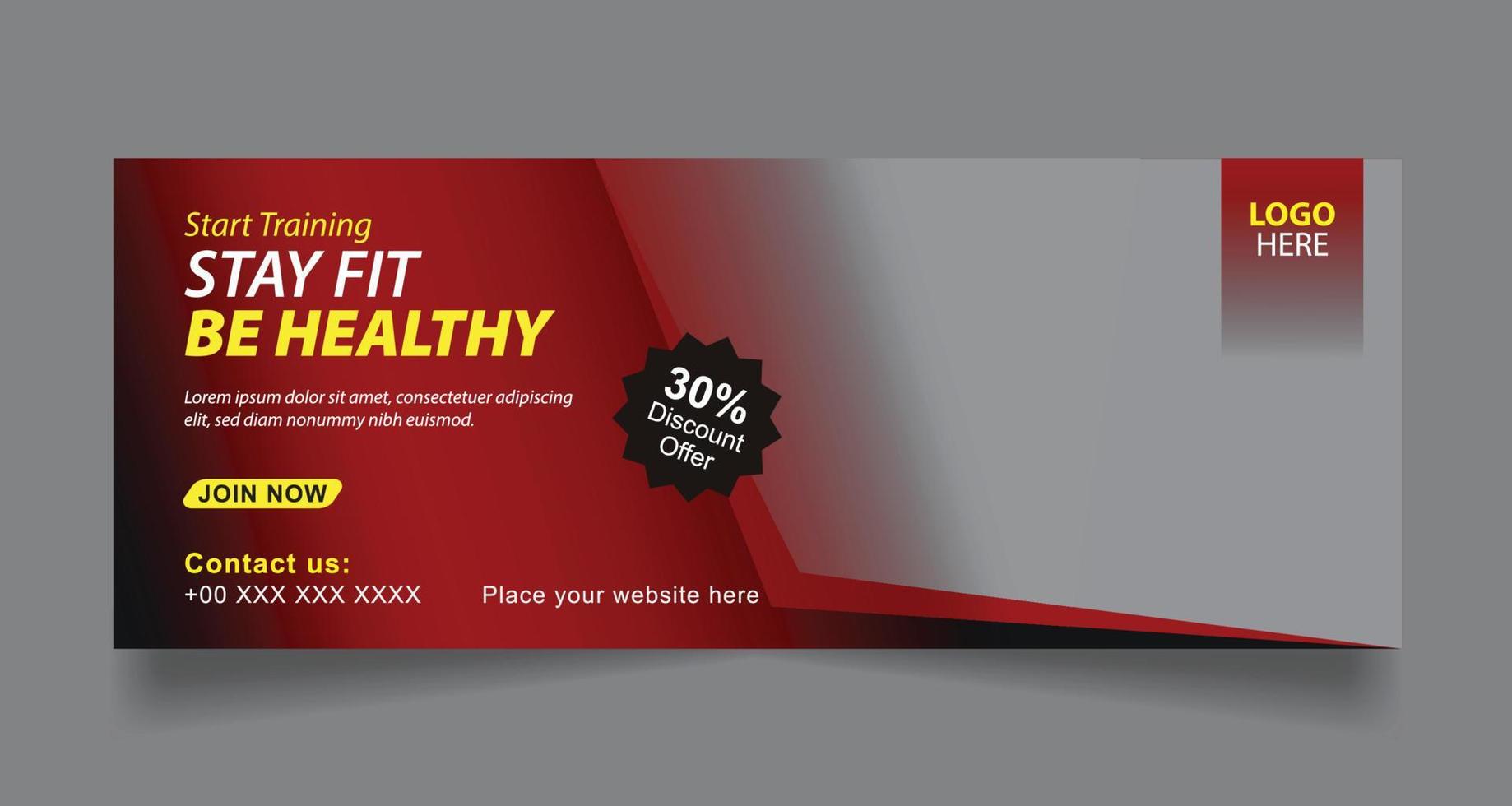 Gym, Fitness and Sports social media cover banner template vector