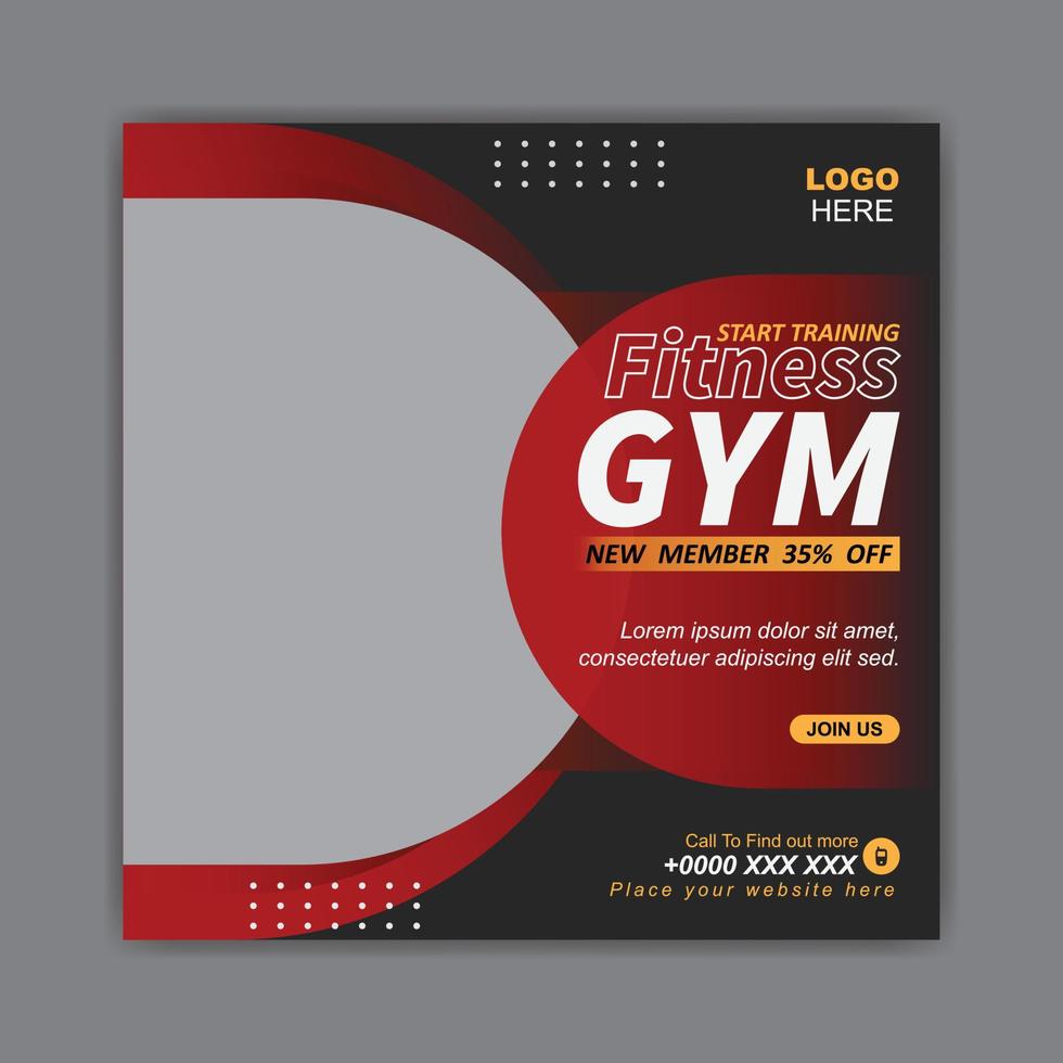 Gym, Fitness and Sports social media ad post template vector