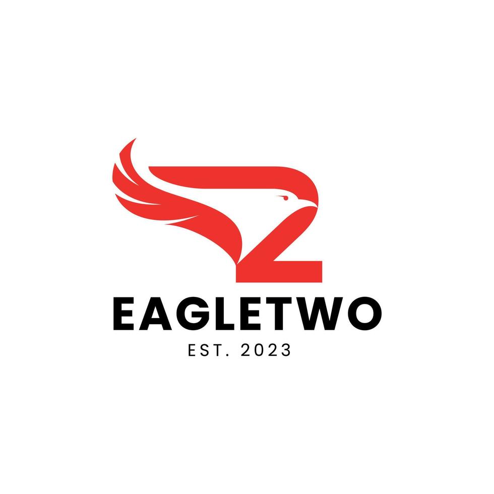 eagle symbol with 2 number symbol logo design illustration vector