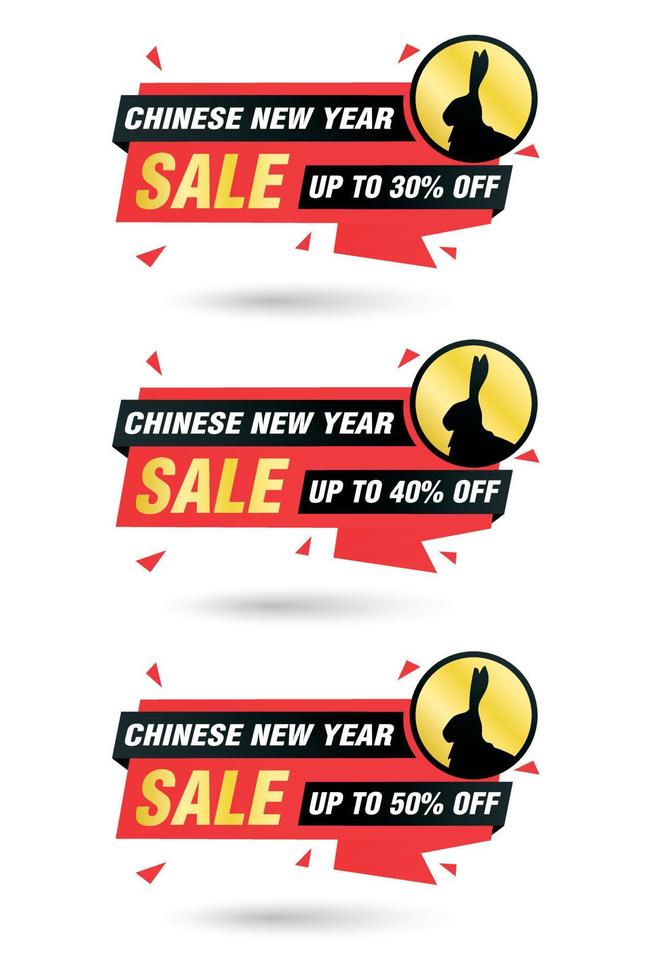 Chinese New Year sale origami. Sale 30, 40, 50 off discount vector