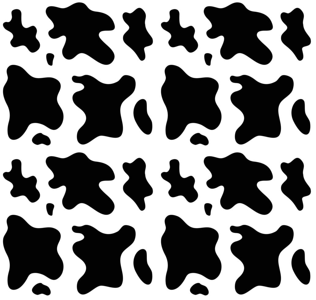 patrón vectorial sin costuras de estampado de piel de vaca negra vector